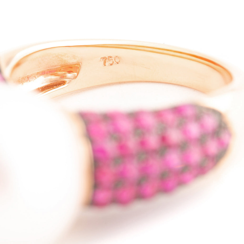 ANILLO PERLA 13MM CON RUBÍES