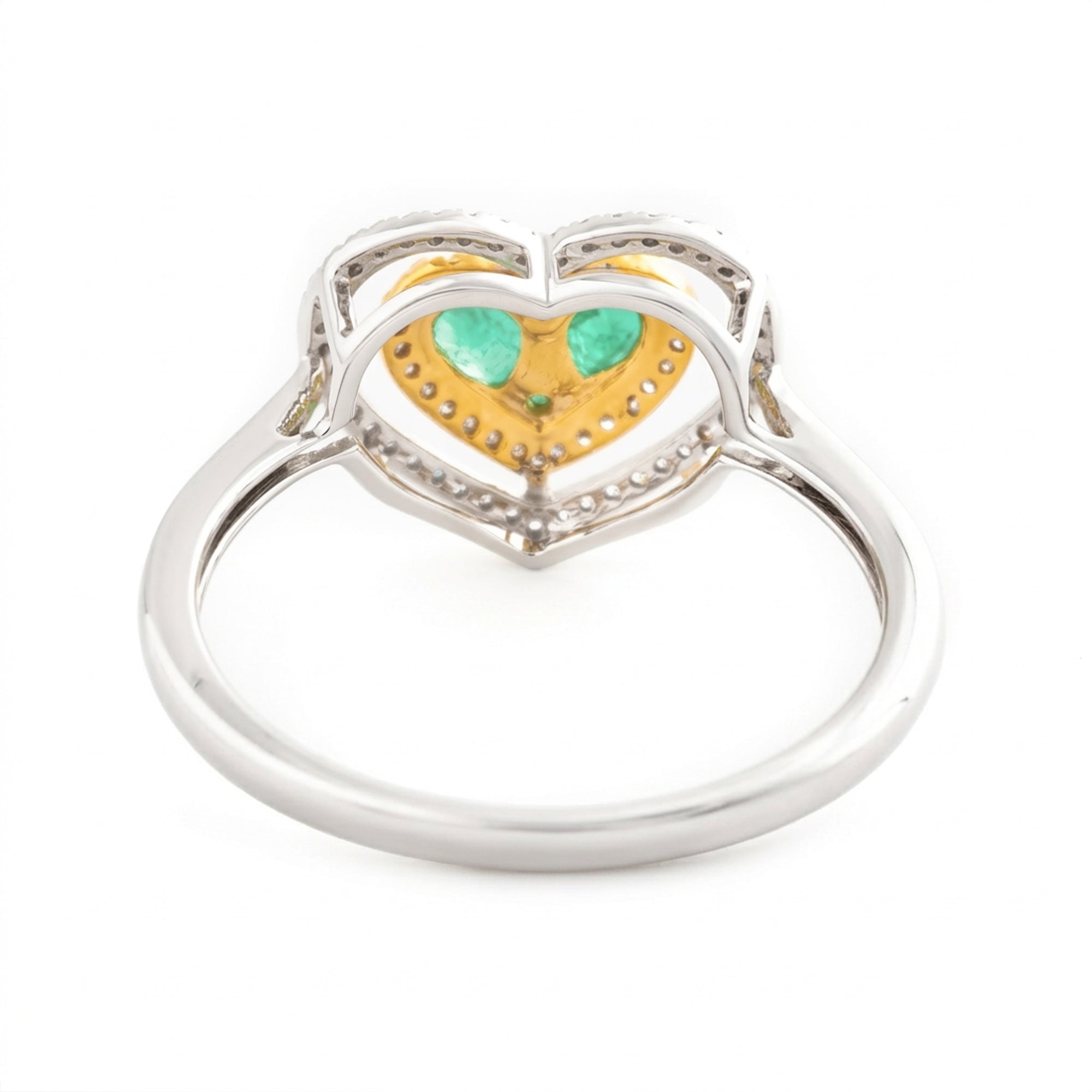 ANILLO CORAZÓN CON ESMERALDAS Y DIAMANTES