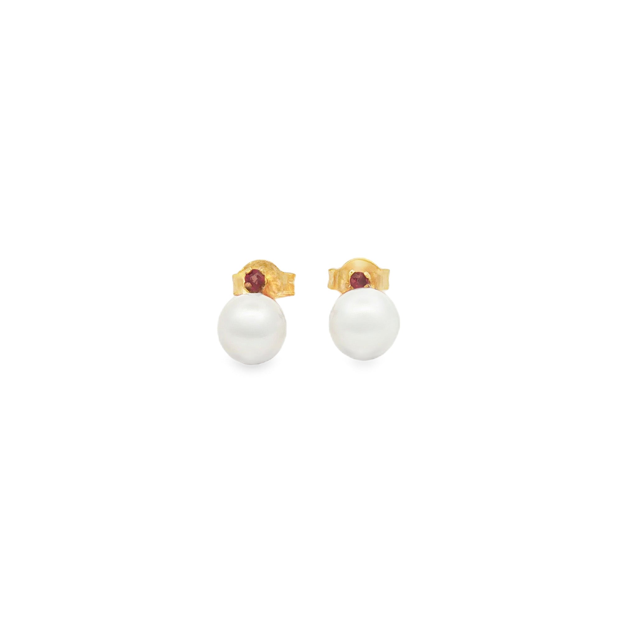ARETES CON PERLA Y RUBÍES