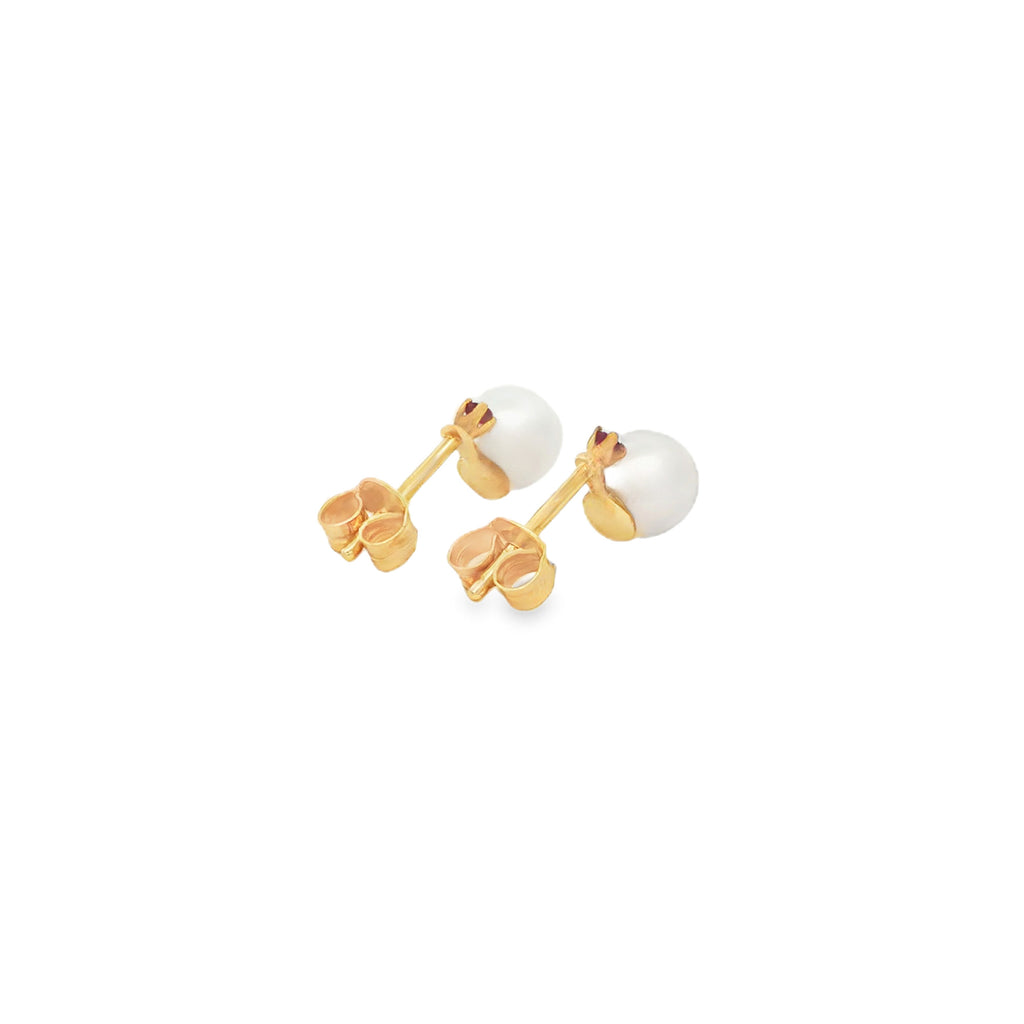 ARETES CON PERLA Y RUBÍES