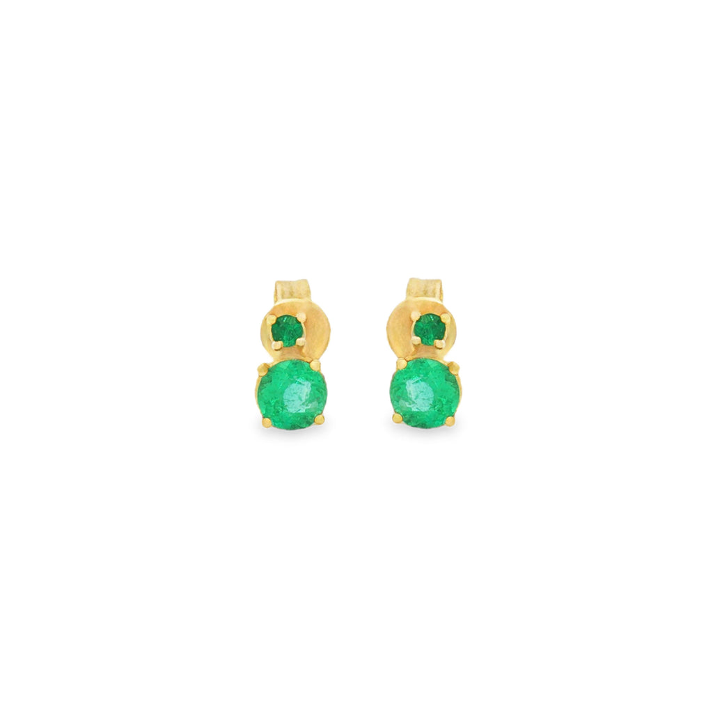 ARETES ESMERALDAS REDONDAS DOBLES