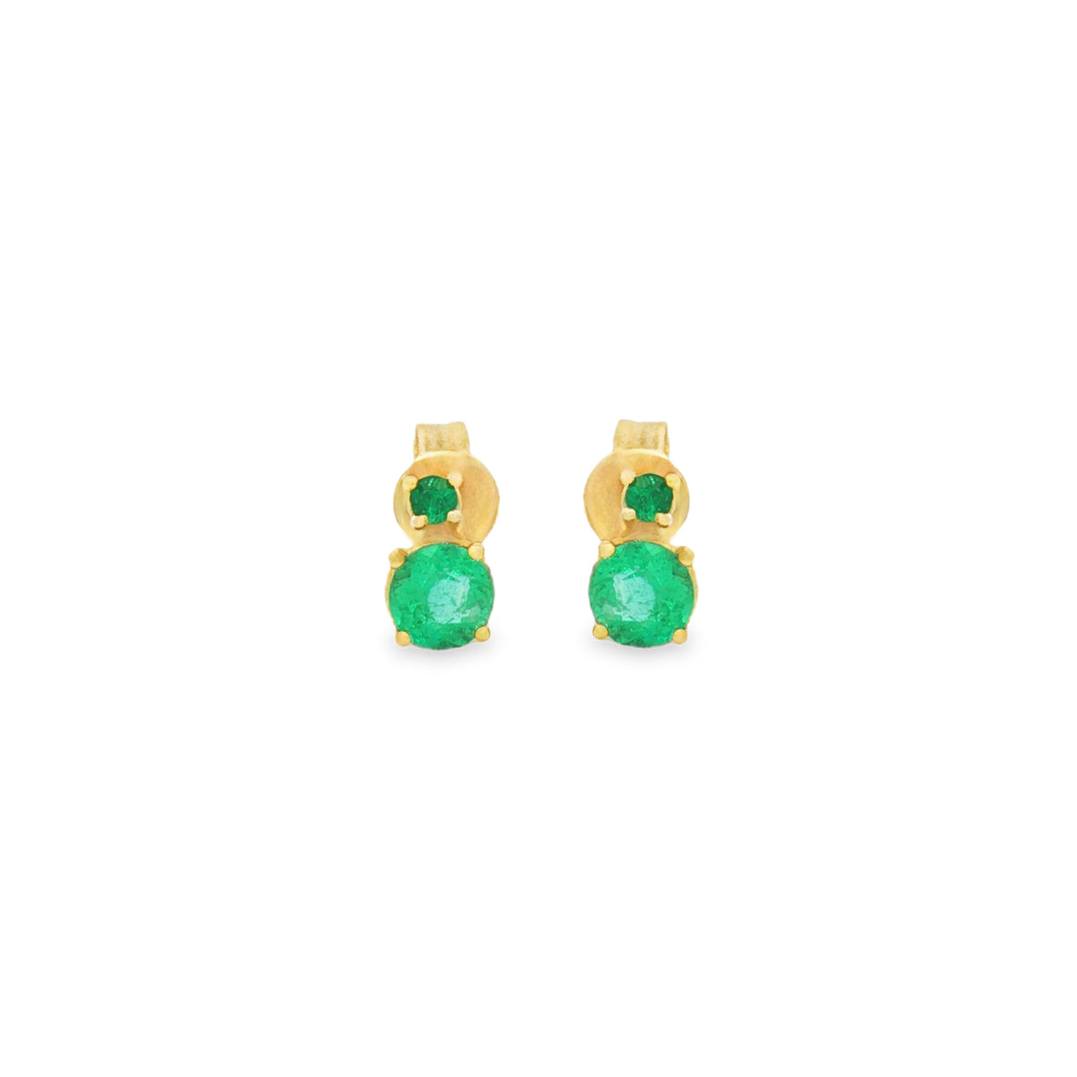 ARETES ESMERALDAS REDONDAS DOBLES