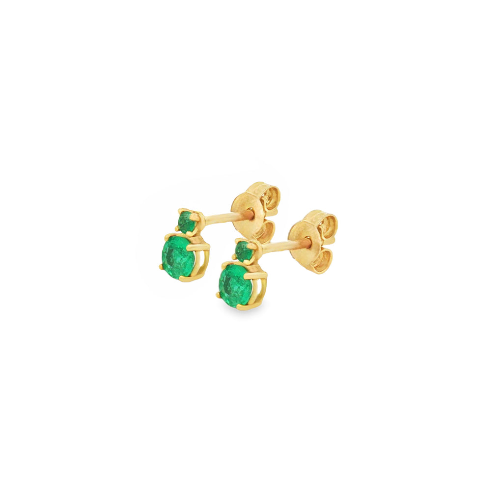 ARETES ESMERALDAS REDONDAS DOBLES