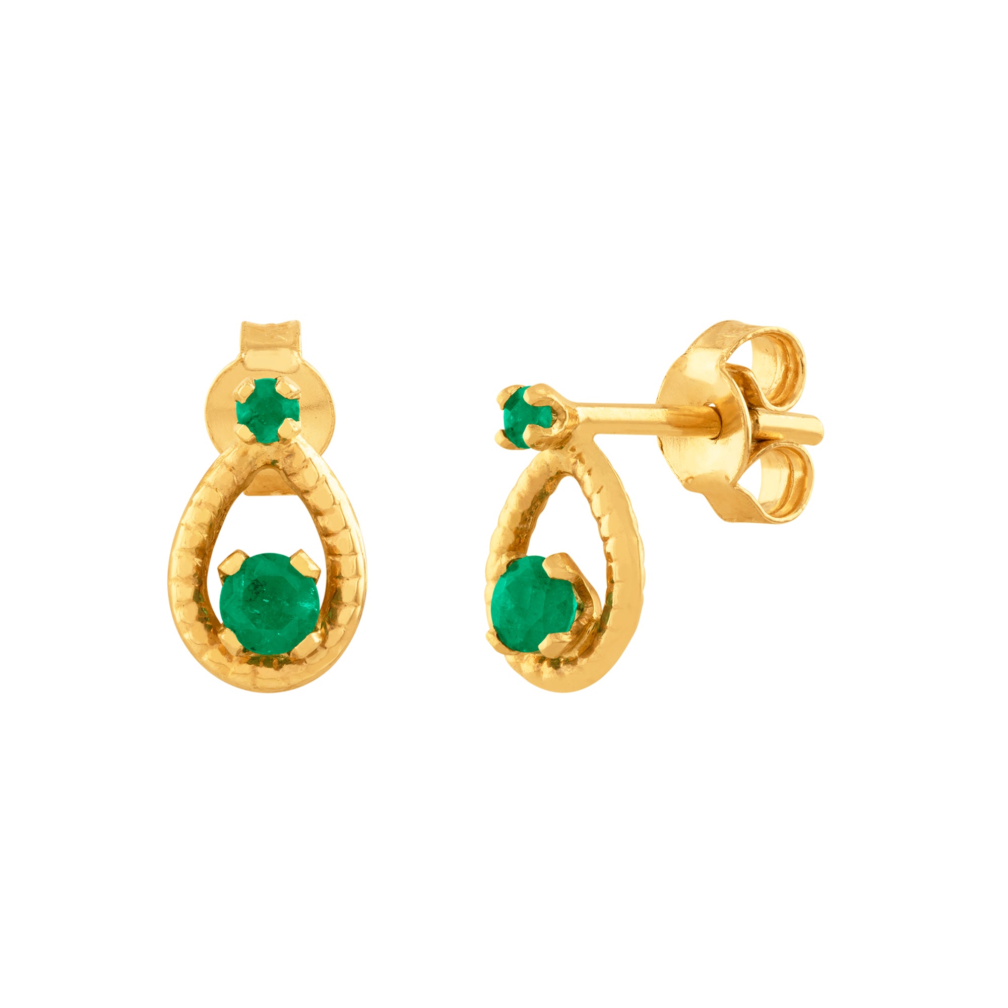 ARETES EN GOTA CON ESMERALDAS