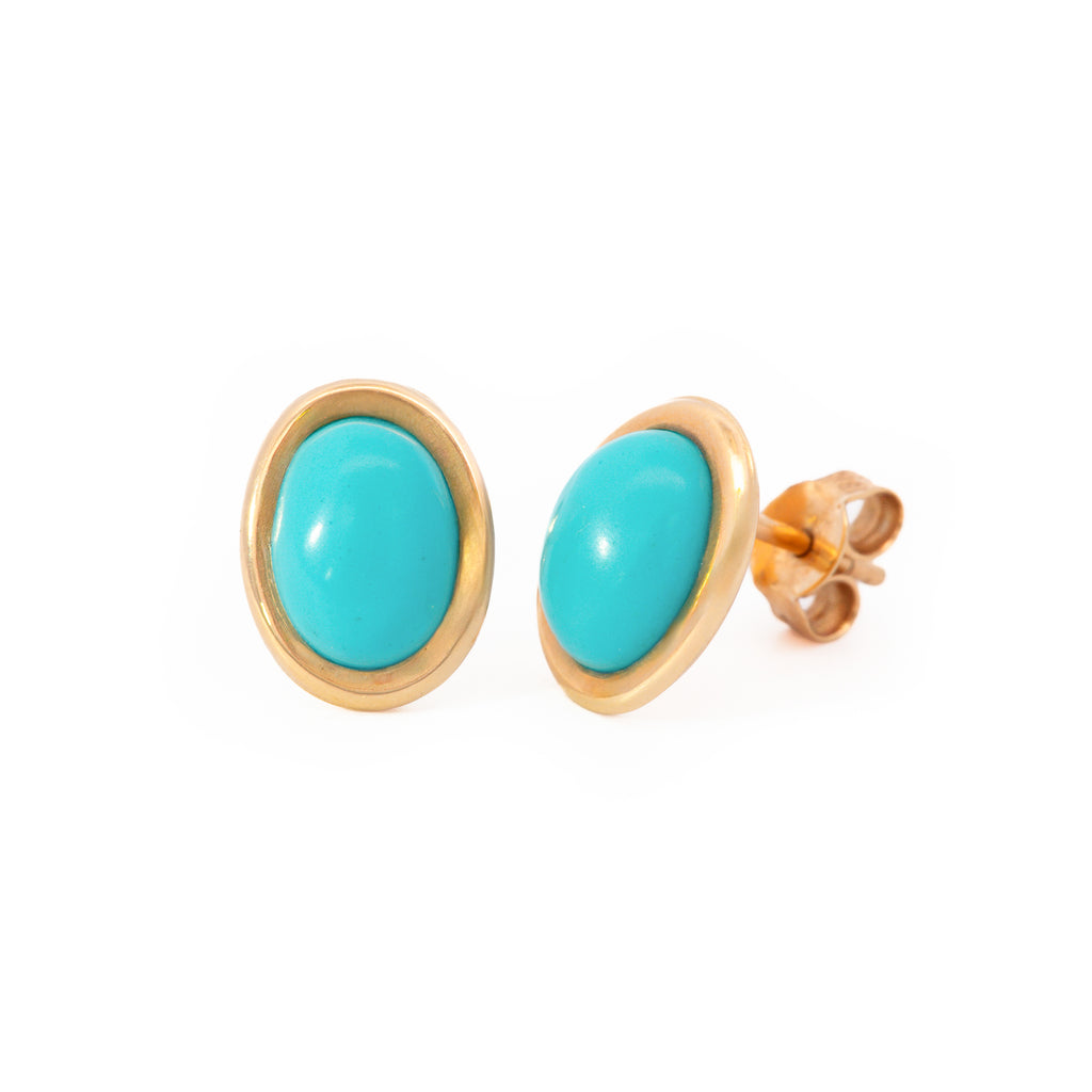 ARETES CON TURQUESA OVAL