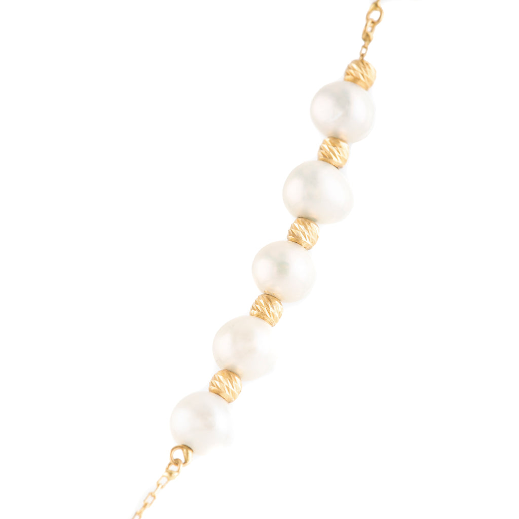 Camándula de perlas 5mm en oro amarillo