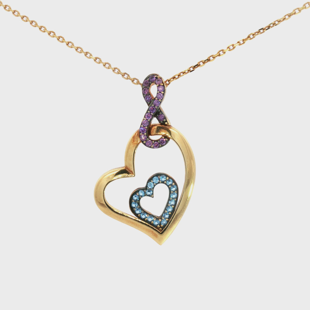 GARGANTILLA CORAZÓN CON ZIRCONES MORADOS Y AZULES