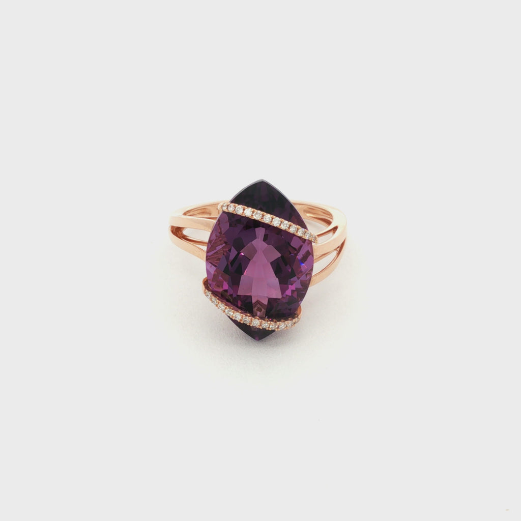 ANILLO AMATISTA Y DIAMANTES