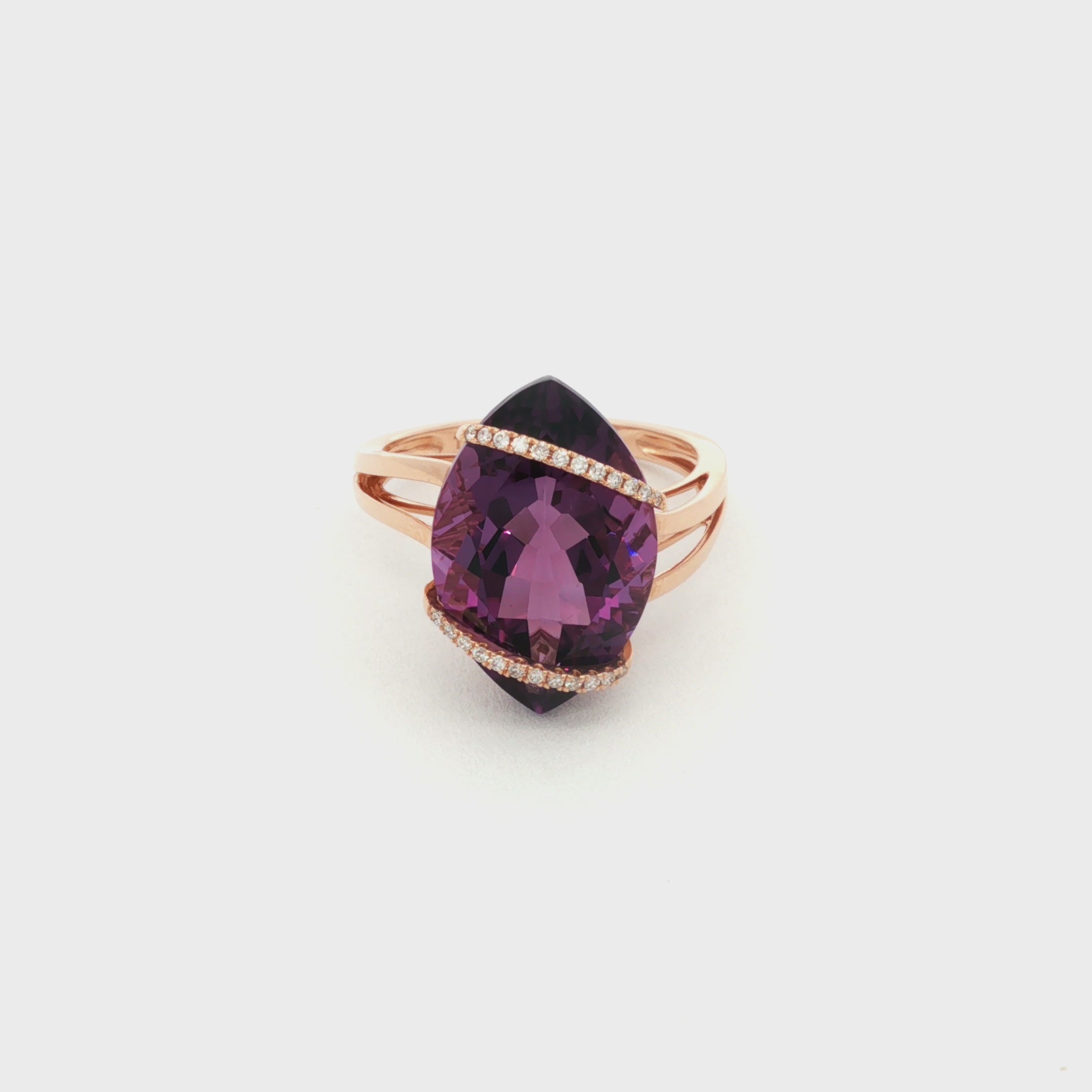 ANILLO AMATISTA Y DIAMANTES