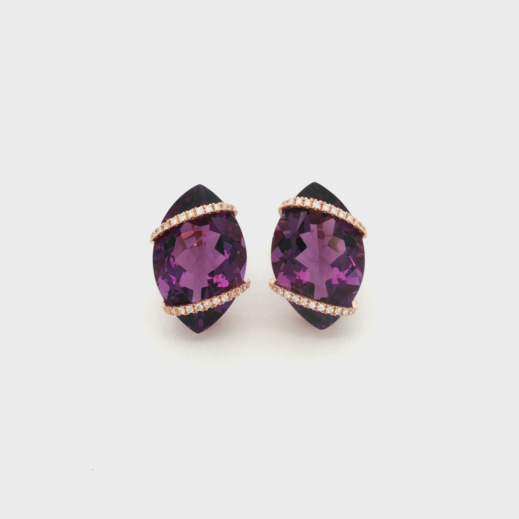 ARETES AMATISTA Y DIAMANTES