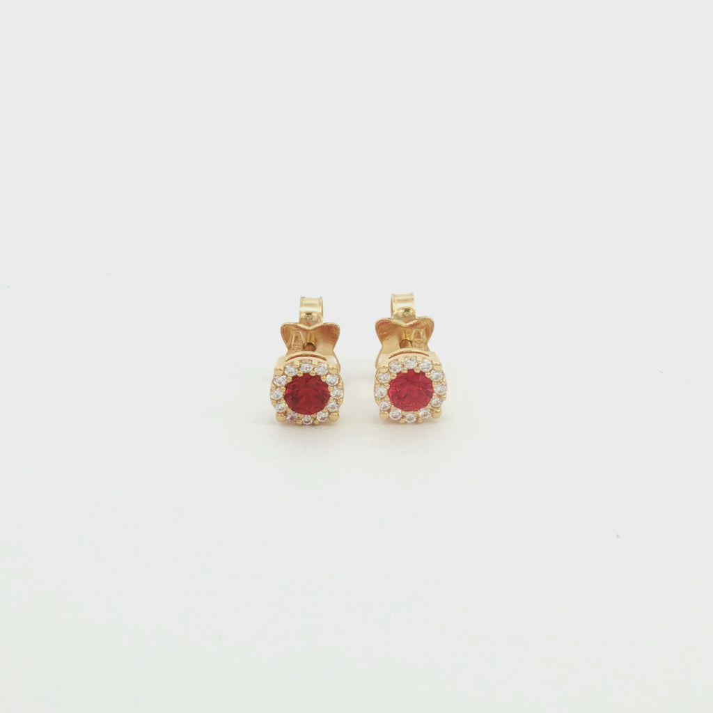 ARETES FLOR ZIRCÓN ROJO
