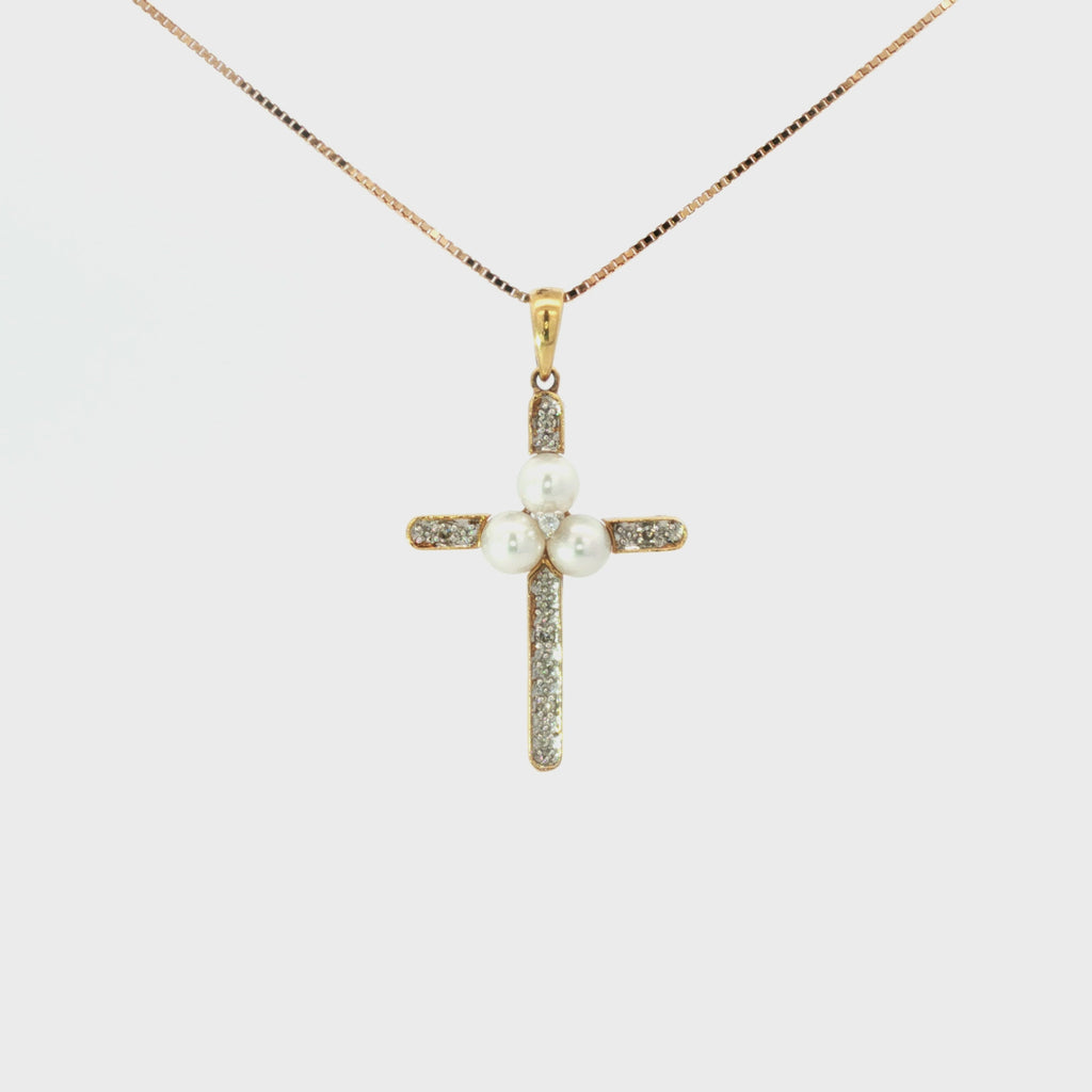 CRUZ PERLA Y DIAMANTES