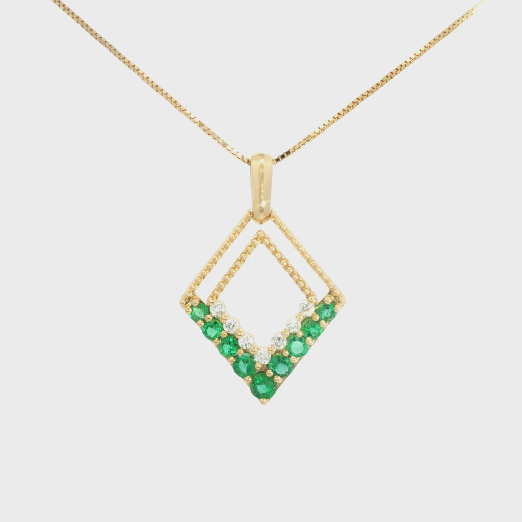 DIJE ROMBO ESMERALDAS Y DIAMANTES