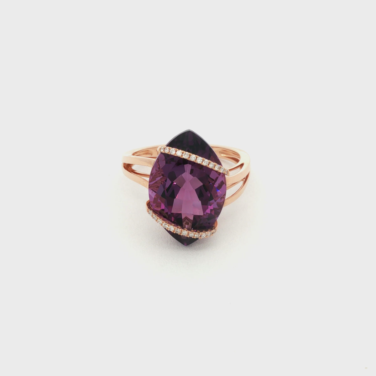 ANILLO AMATISTA Y DIAMANTES