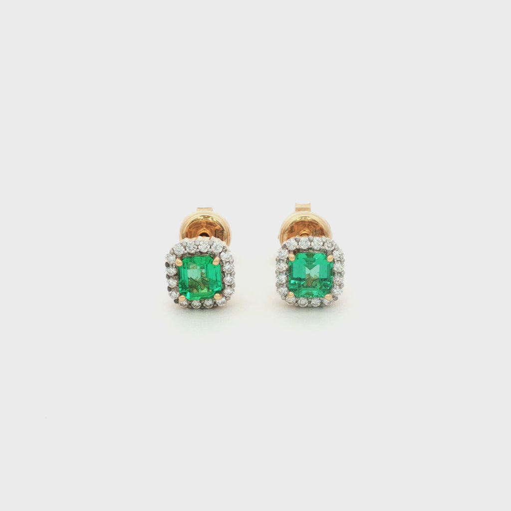 ARETES CON ESMERALDAS Y DIAMANTES
