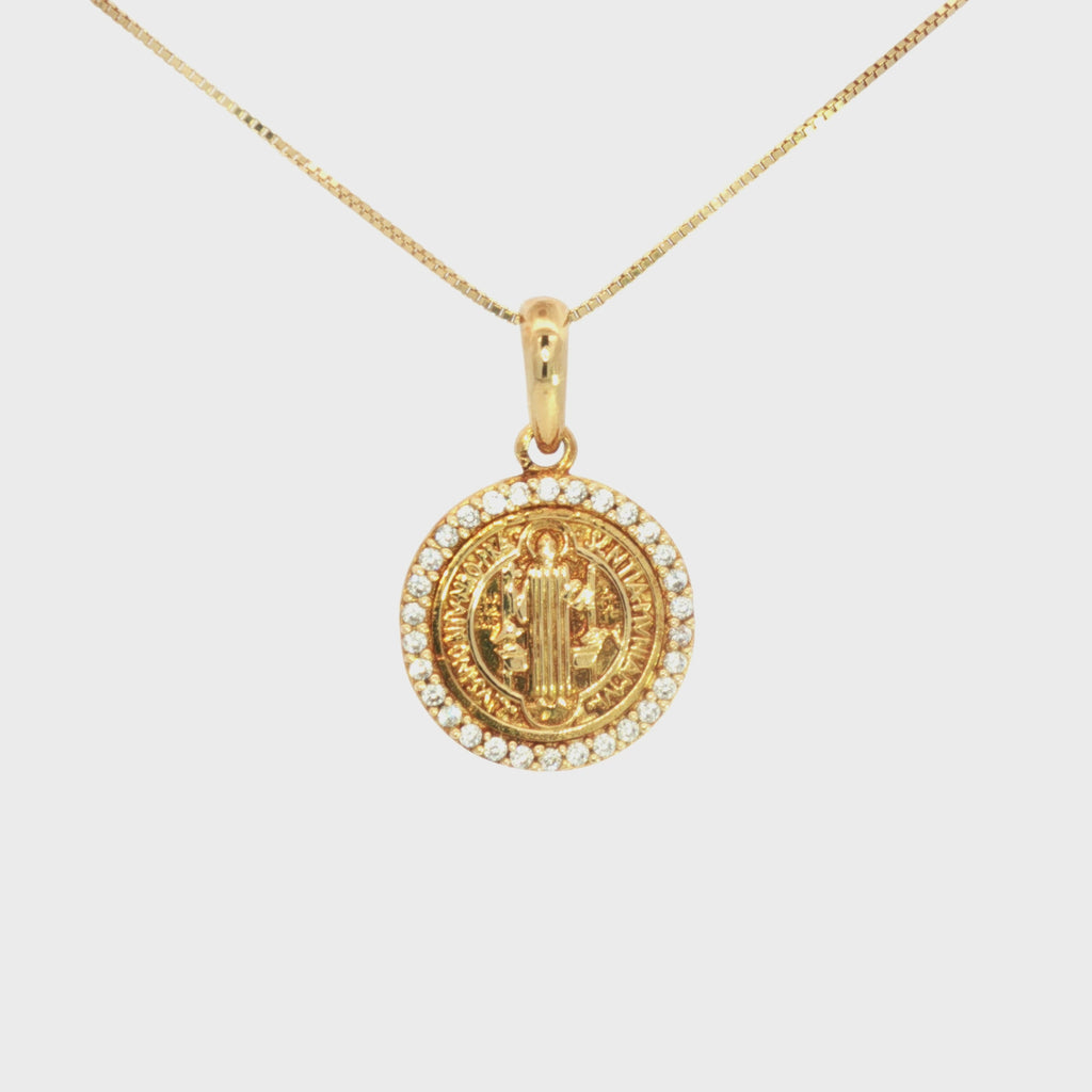 MEDALLA SAN BENITO CON ZIRCONES