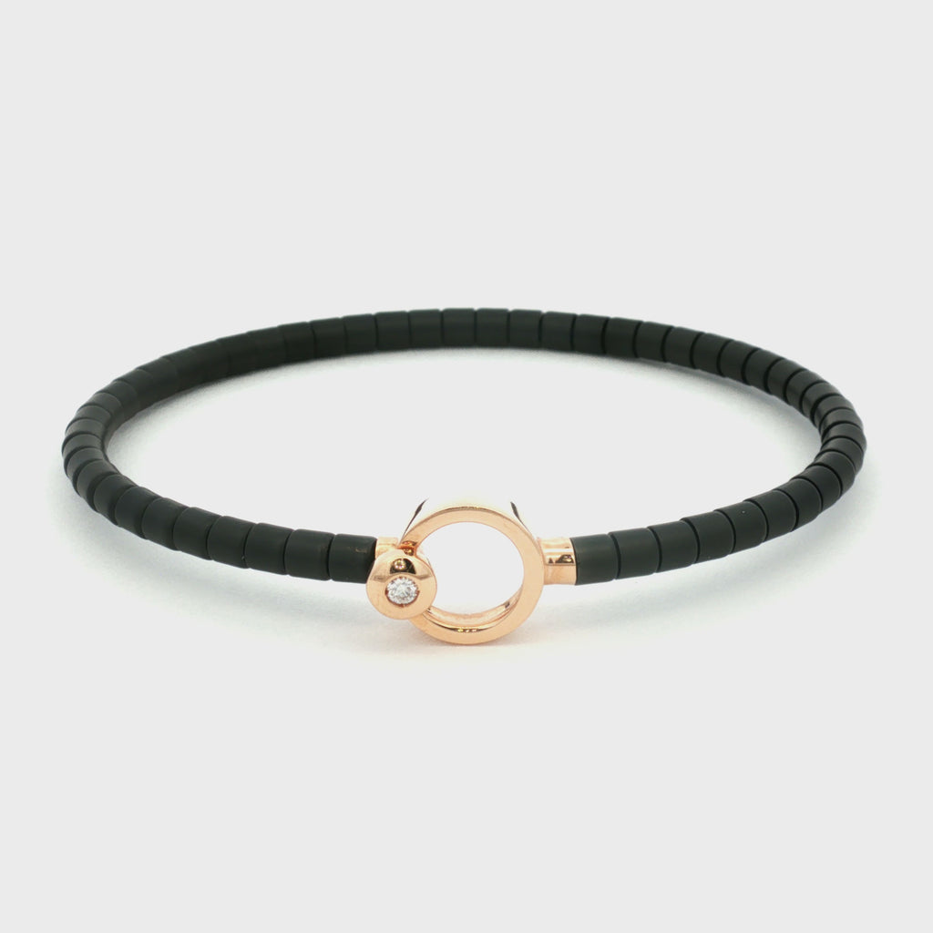PULSERA ARO CERÁMICA NEGRA CON DIAMANTE