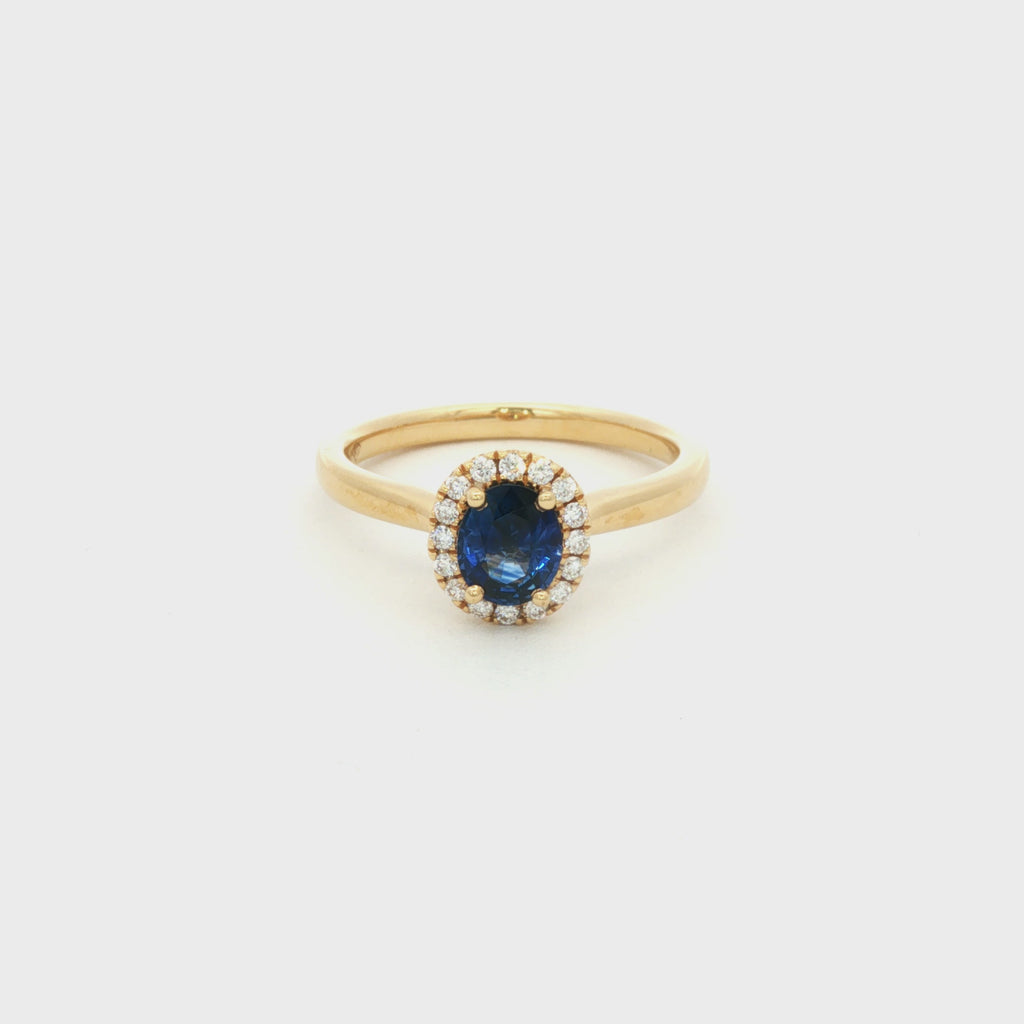 ANILLO FLOR CON ZAFIRO Y DIAMANTES