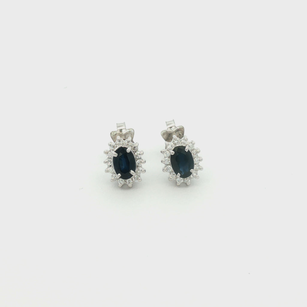 ARETES FLOR ZAFIRO Y DIAMANTES
