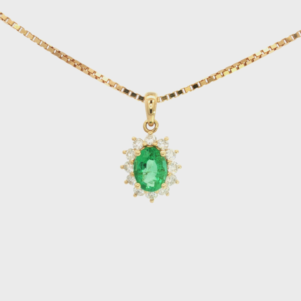 DIJE FLOR ESMERALDA Y DIAMANTES