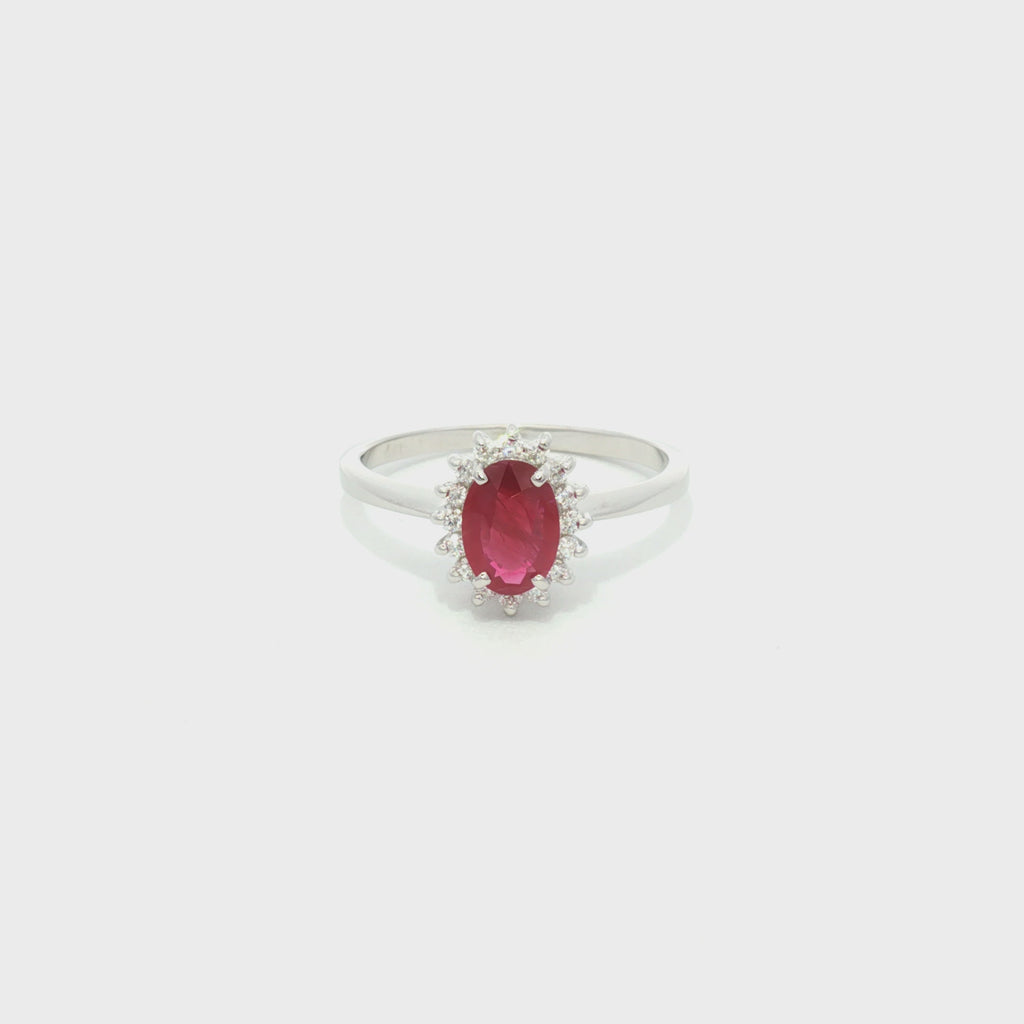ANILLO FLOR RUBÍ Y DIAMANTES