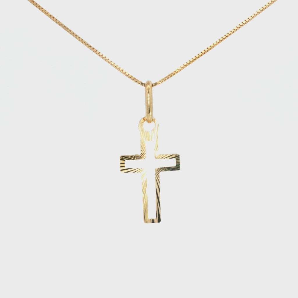 DIJE CRUZ SILUETA DIAMANTADA PLANA