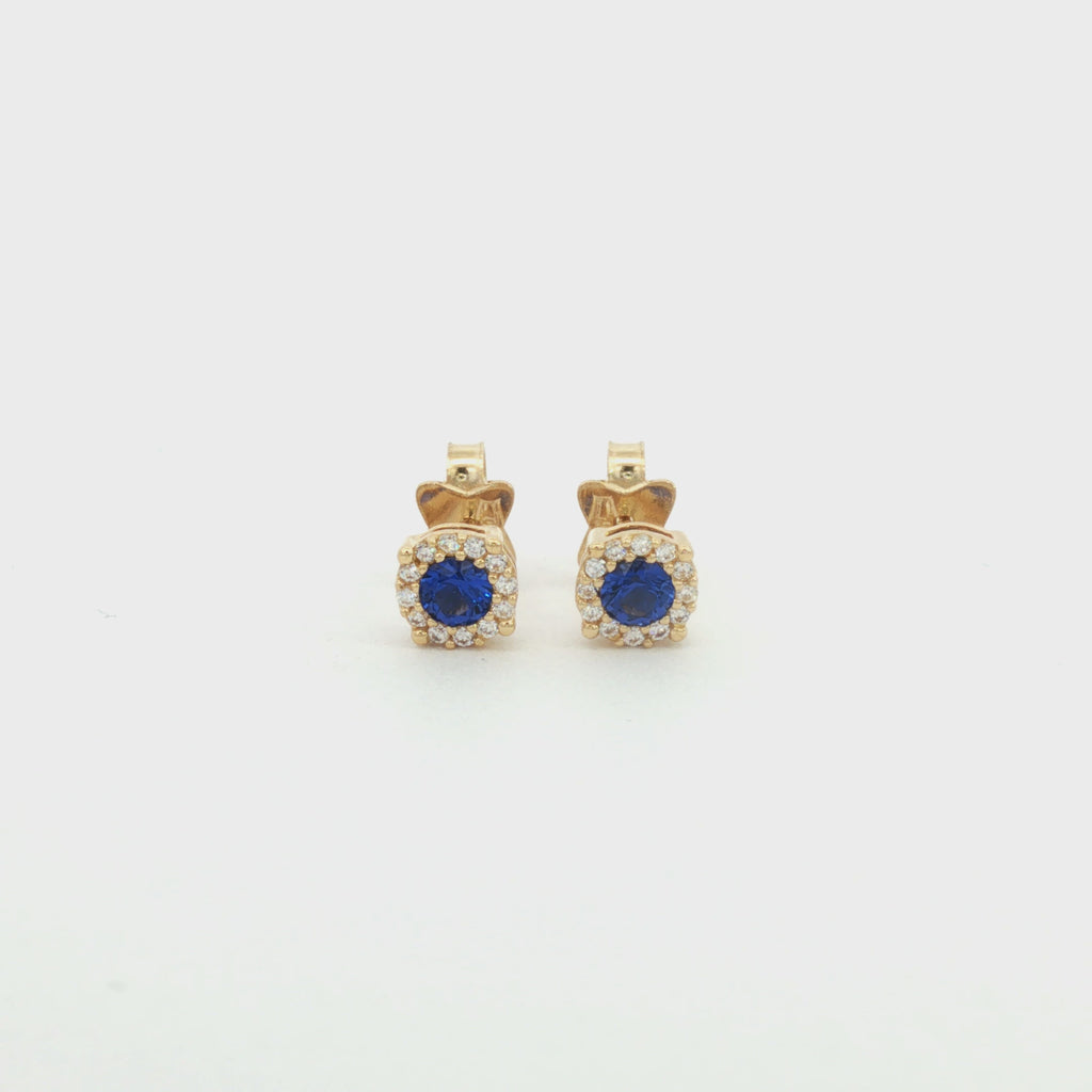 ARETES FLOR ZIRCÓN AZUL