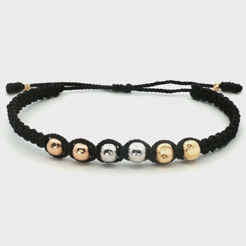 PULSERA HILO NEGRO TRES OROS