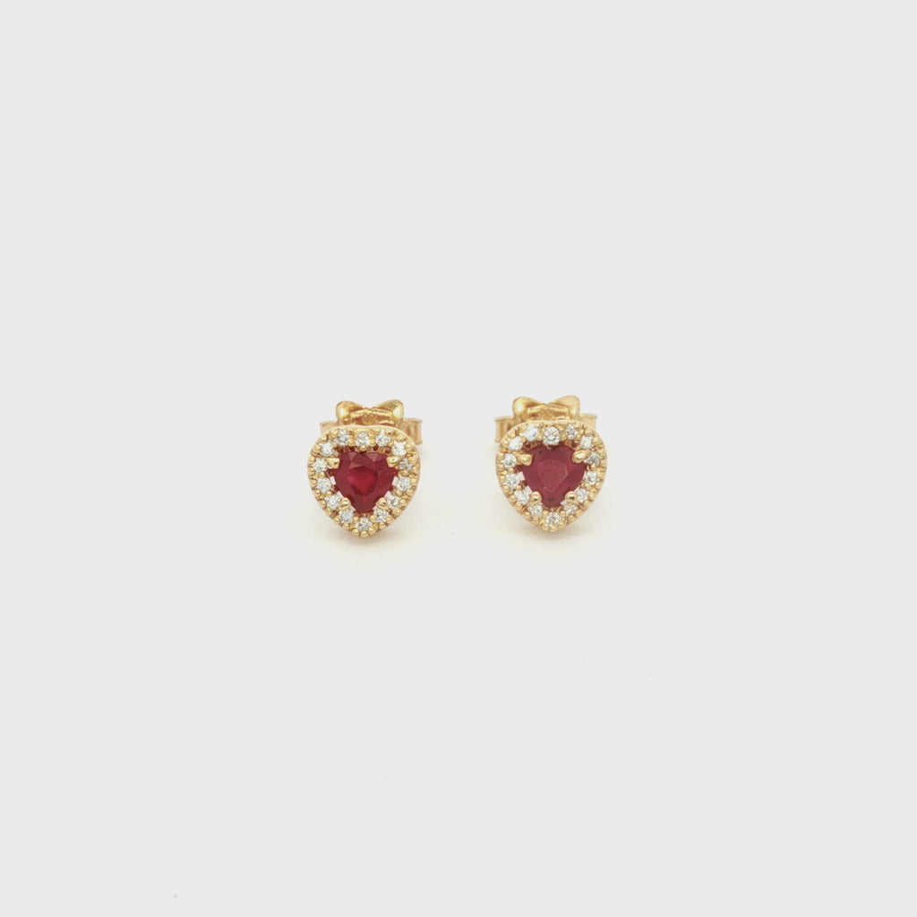 ARETES CORAZÓN RUBÍ Y DIAMANTES