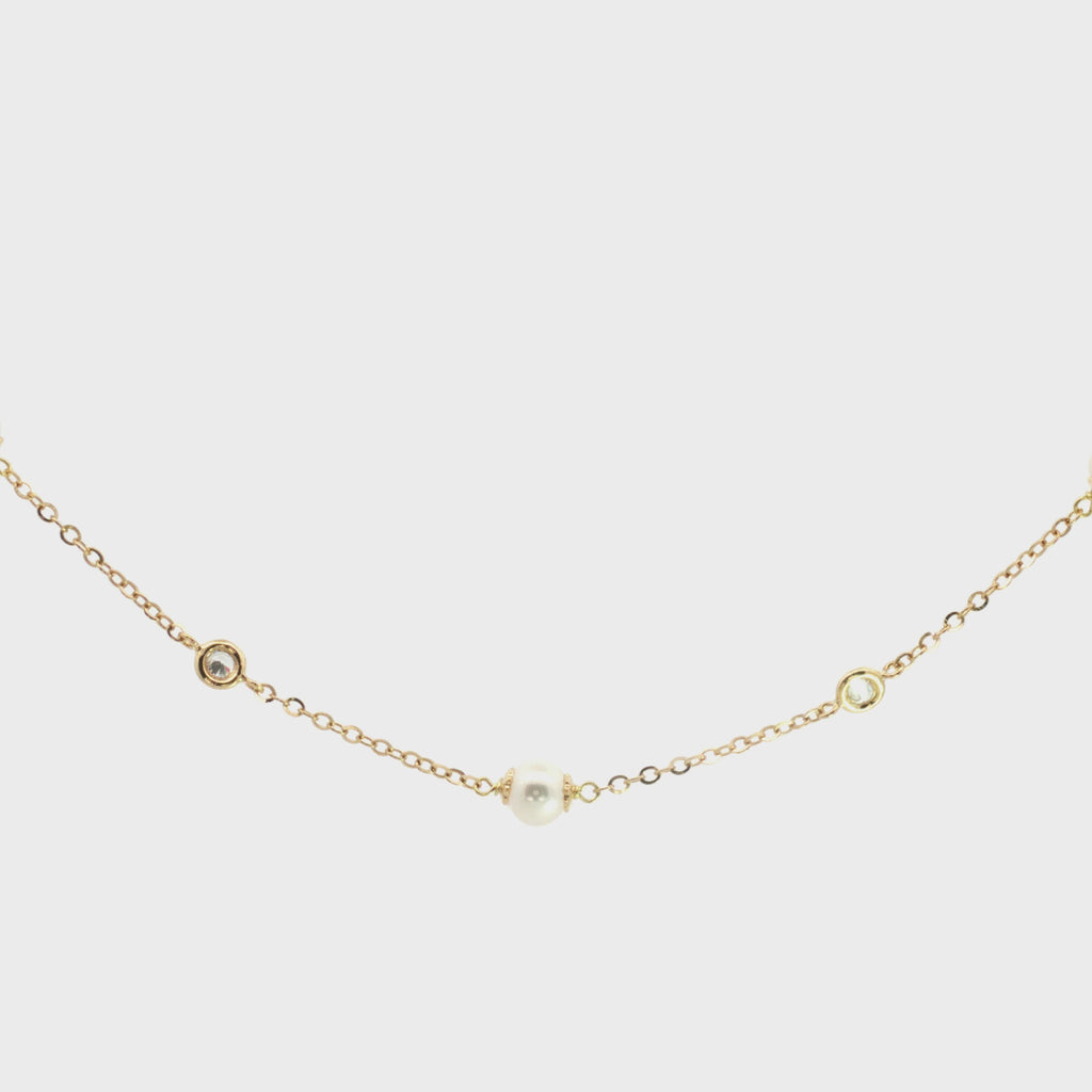 GARGANTILLA PERLA CON ZIRCÓN