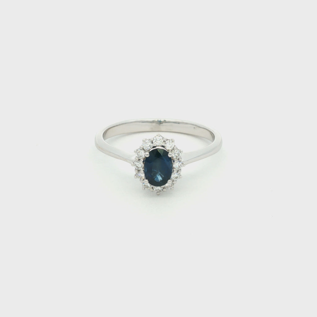 ANILLO FLOR CON ZAFIRO Y DIAMANTES