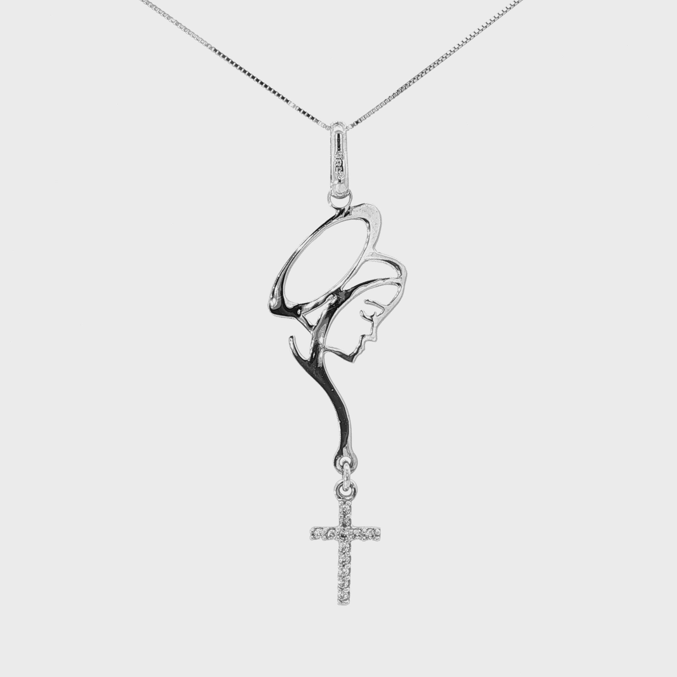 DIJE SILUETA VIRGEN Y CRUZ