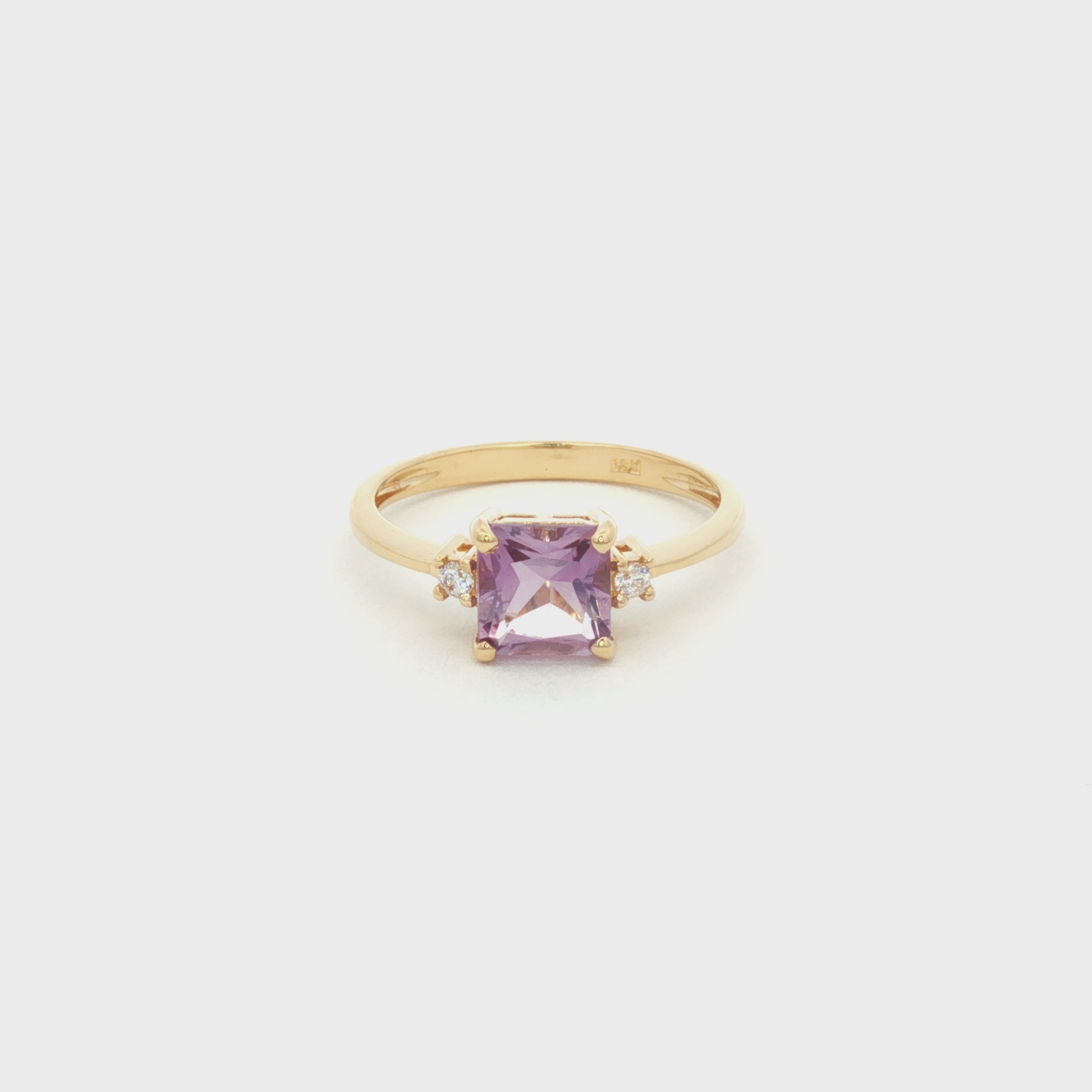 ANILLO AMATISTA CON ZIRCONES
