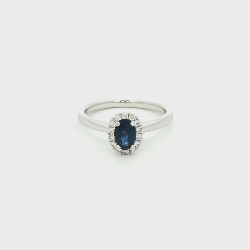 ANILLO FLOR CON ZAFIRO Y DIAMANTES