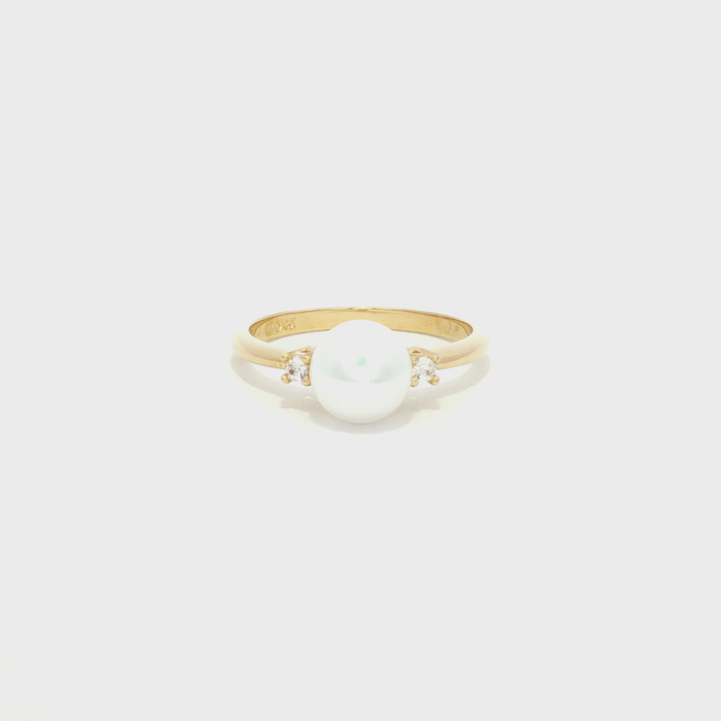 ANILLO CON PERLA Y ZIRCÓN