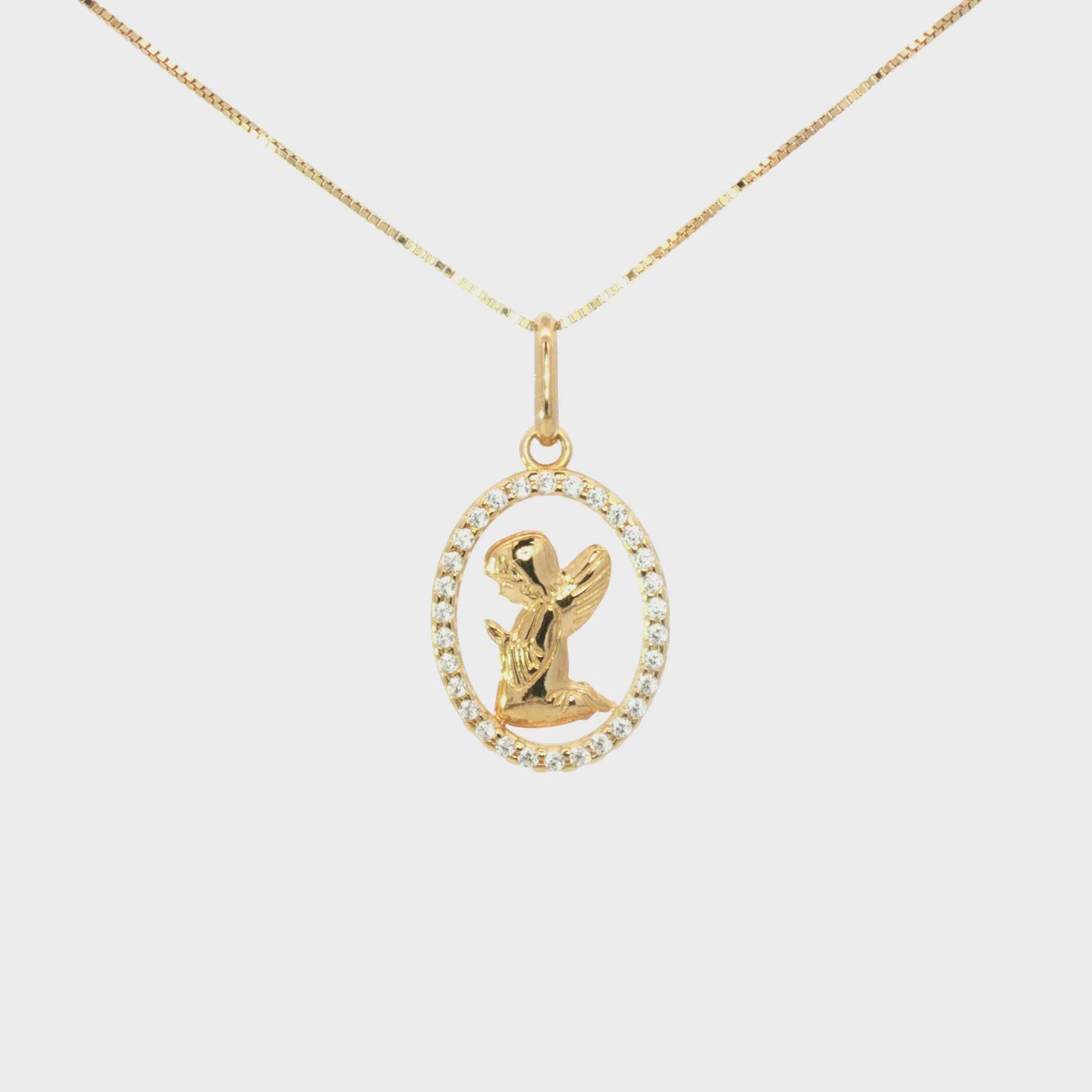 DIJE ÁNGEL DE LA GUARDA OVAL CON ZIRCONES