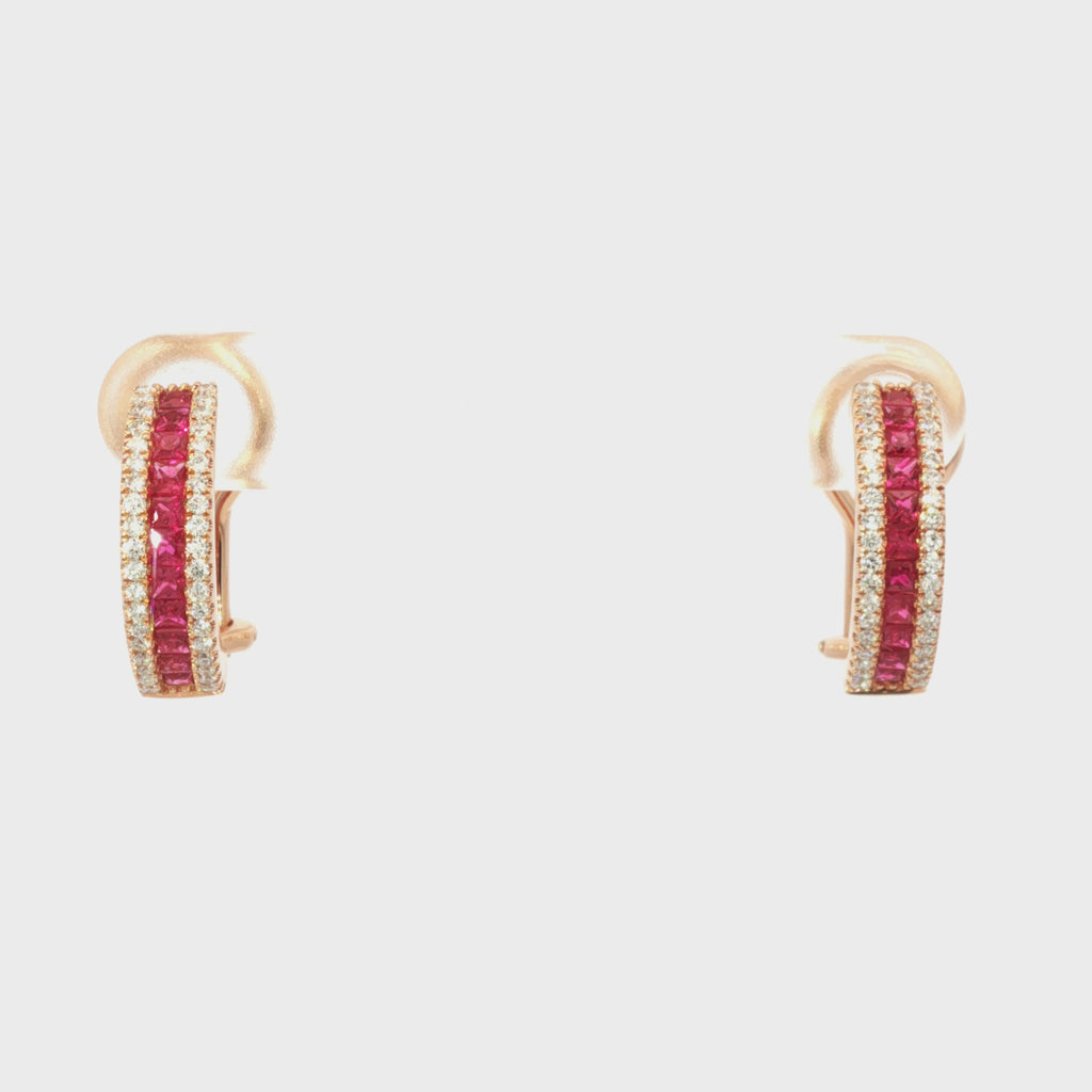 ARETES RUBÍ Y DIAMANTES