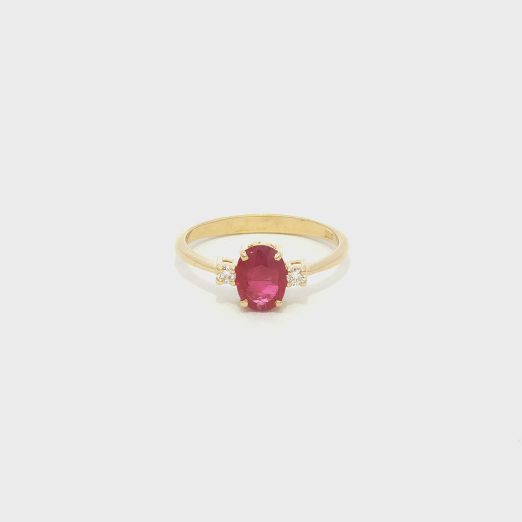 ANILLO RUBÍ OVAL Y DIAMANTES