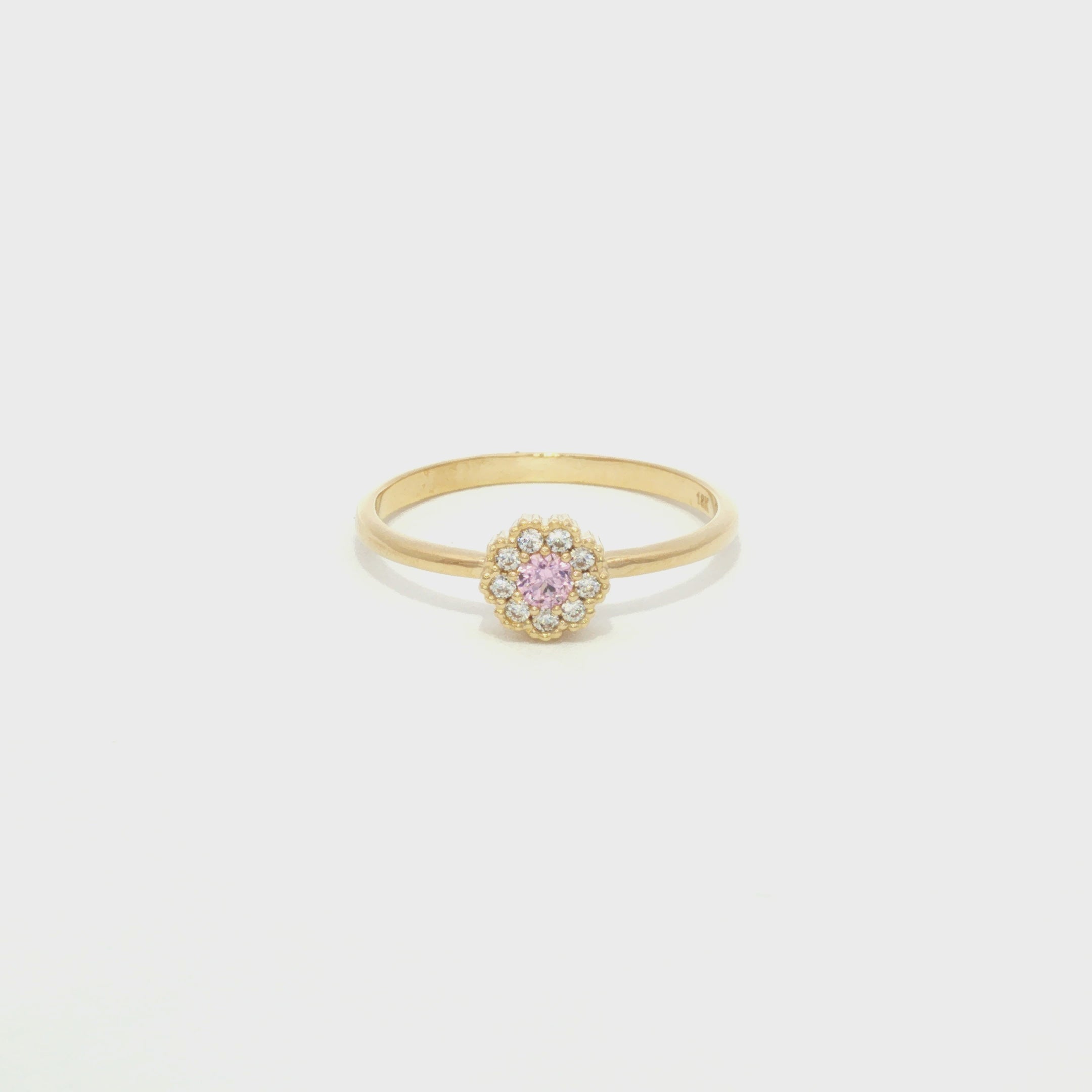 ANILLO FLOR ZIRCONES ROSADOS