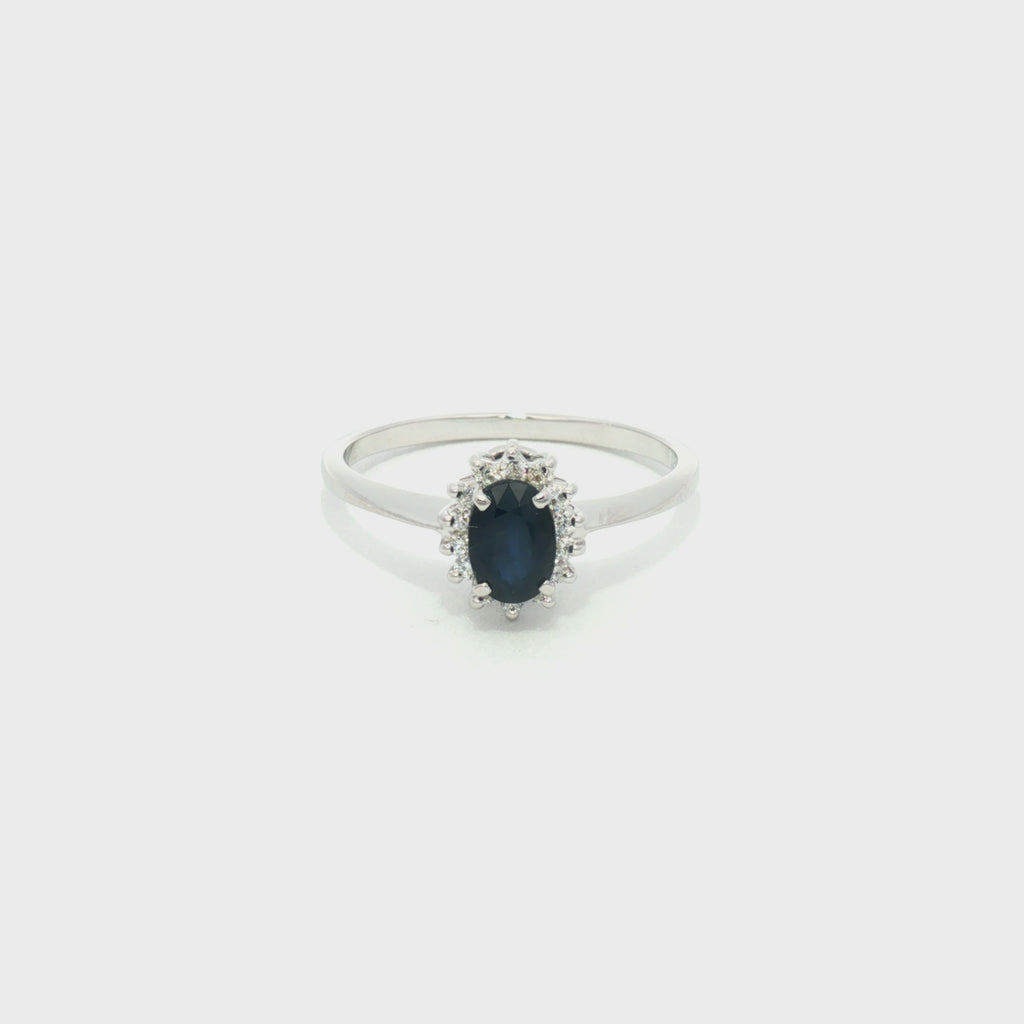ANILLO FLOR ZAFIRO Y DIAMANTES