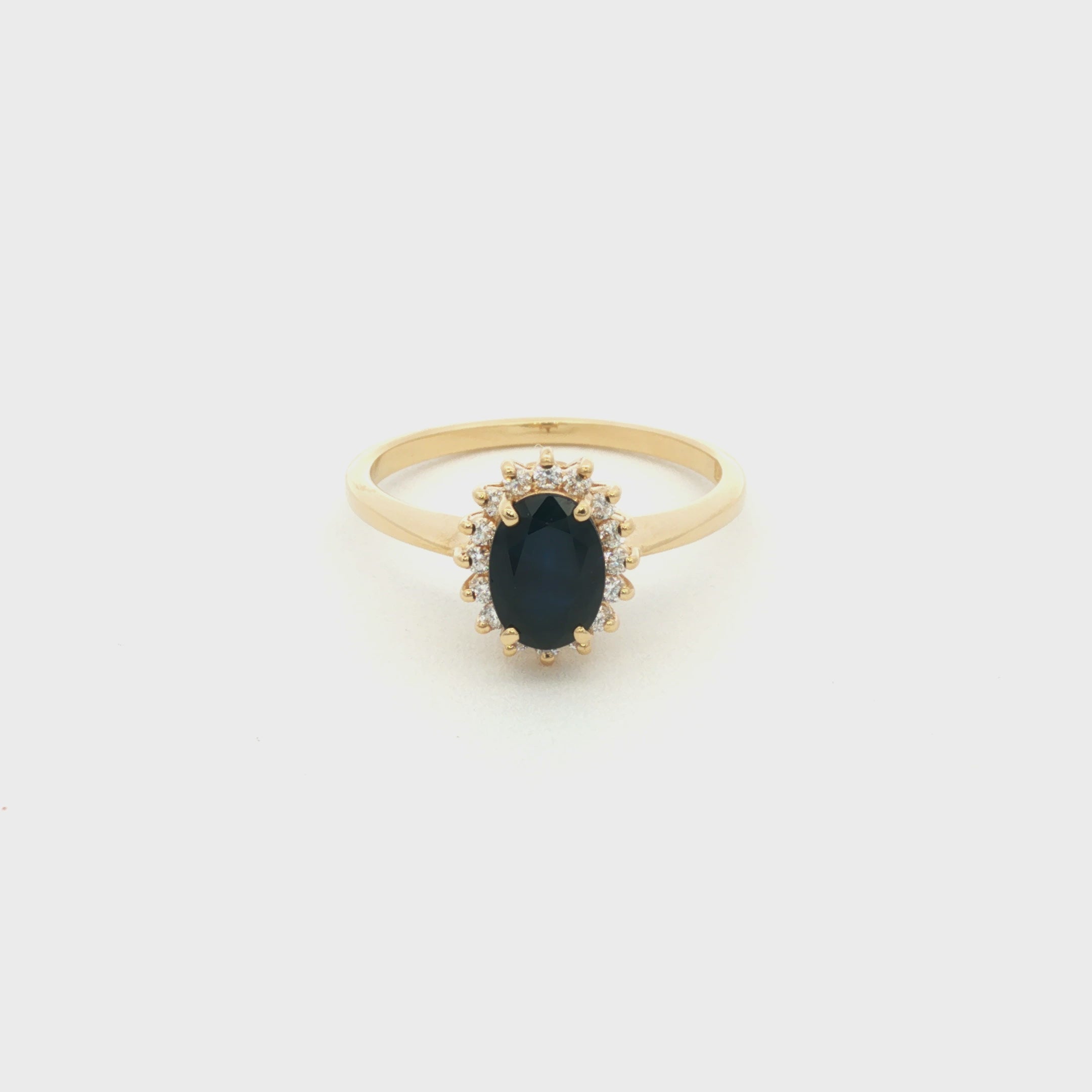 ANILLO FLOR CON ZAFIRO Y DIAMANTES