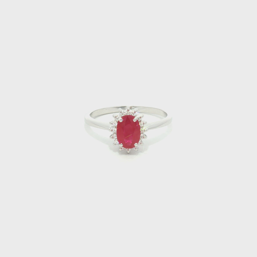 ANILLO FLOR RUBÍ Y DIAMANTES