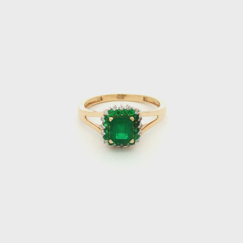 ANILLO ESMERALDA Y DIAMANTES