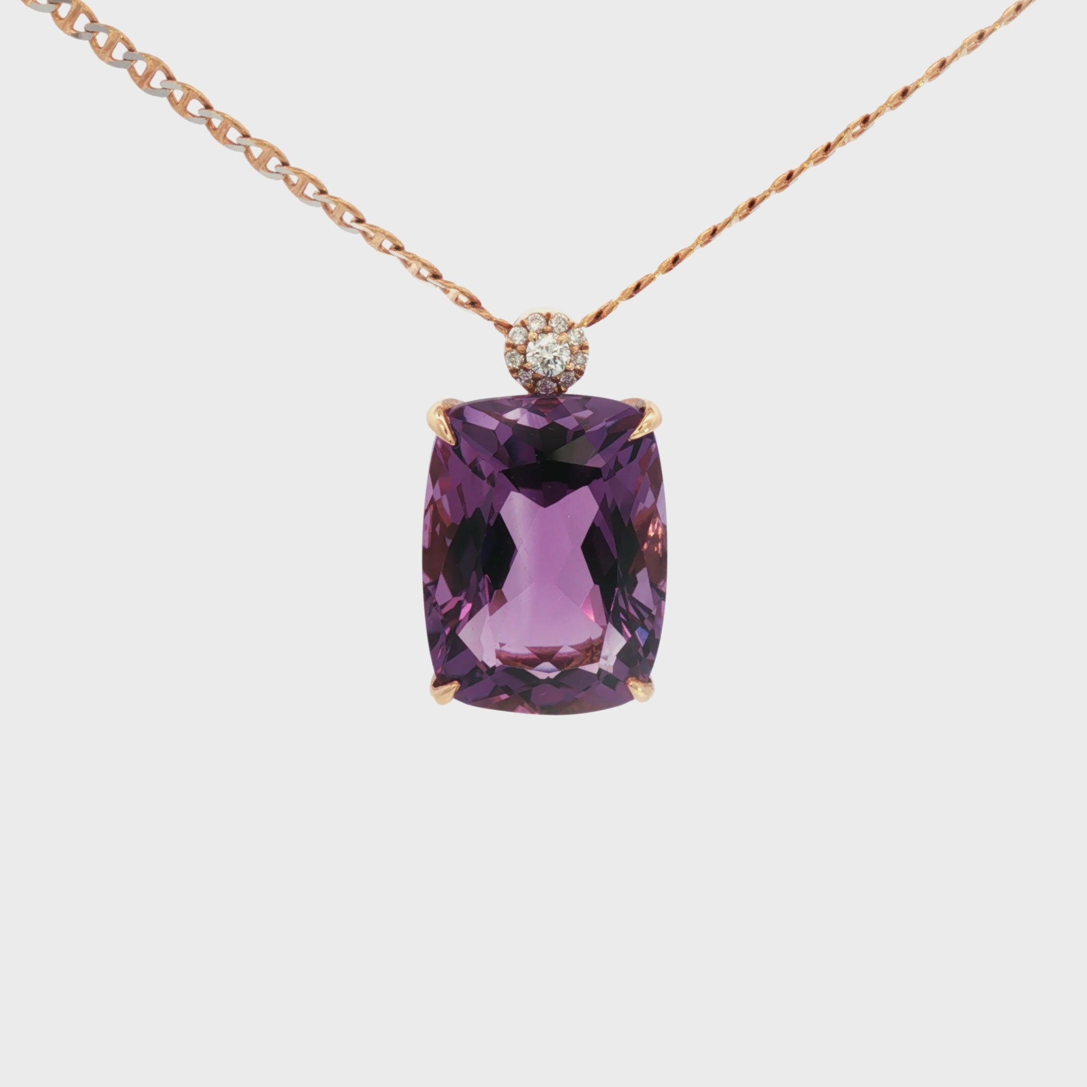 DIJE AMATISTA CON DIAMANTES