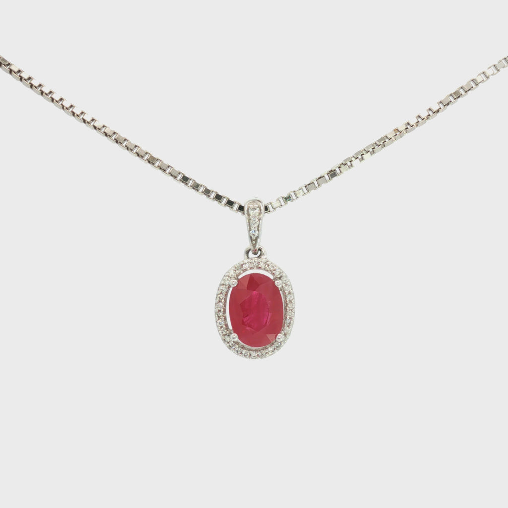 DIJE RUBÍ OVAL CON DIAMANTES