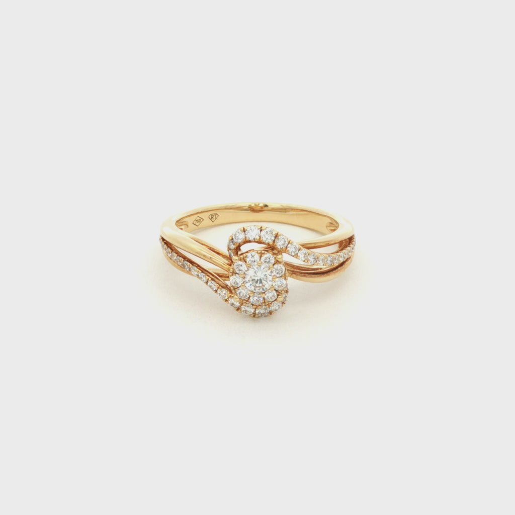 ANILLO SOLITARIO FLOR CRUZADO CON DIAMANTES