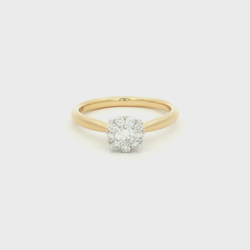 ANILLO SOLITARIO FLOR CON DIAMANTES