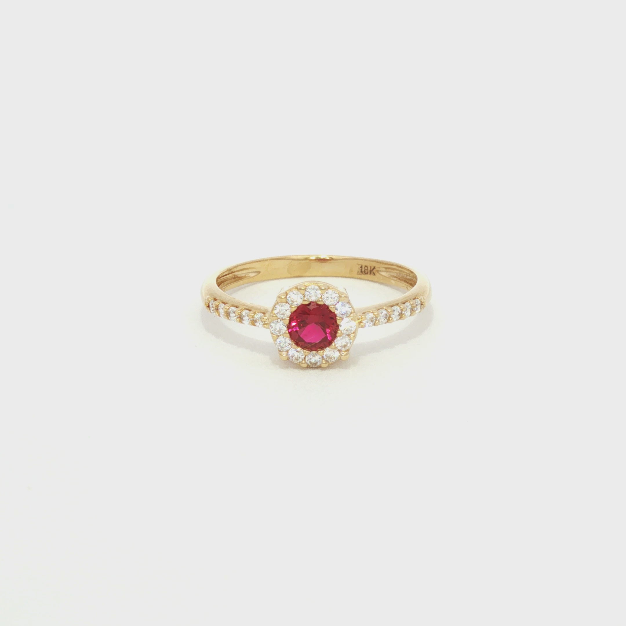 ANILLO FLOR ZIRCÓN ROJO