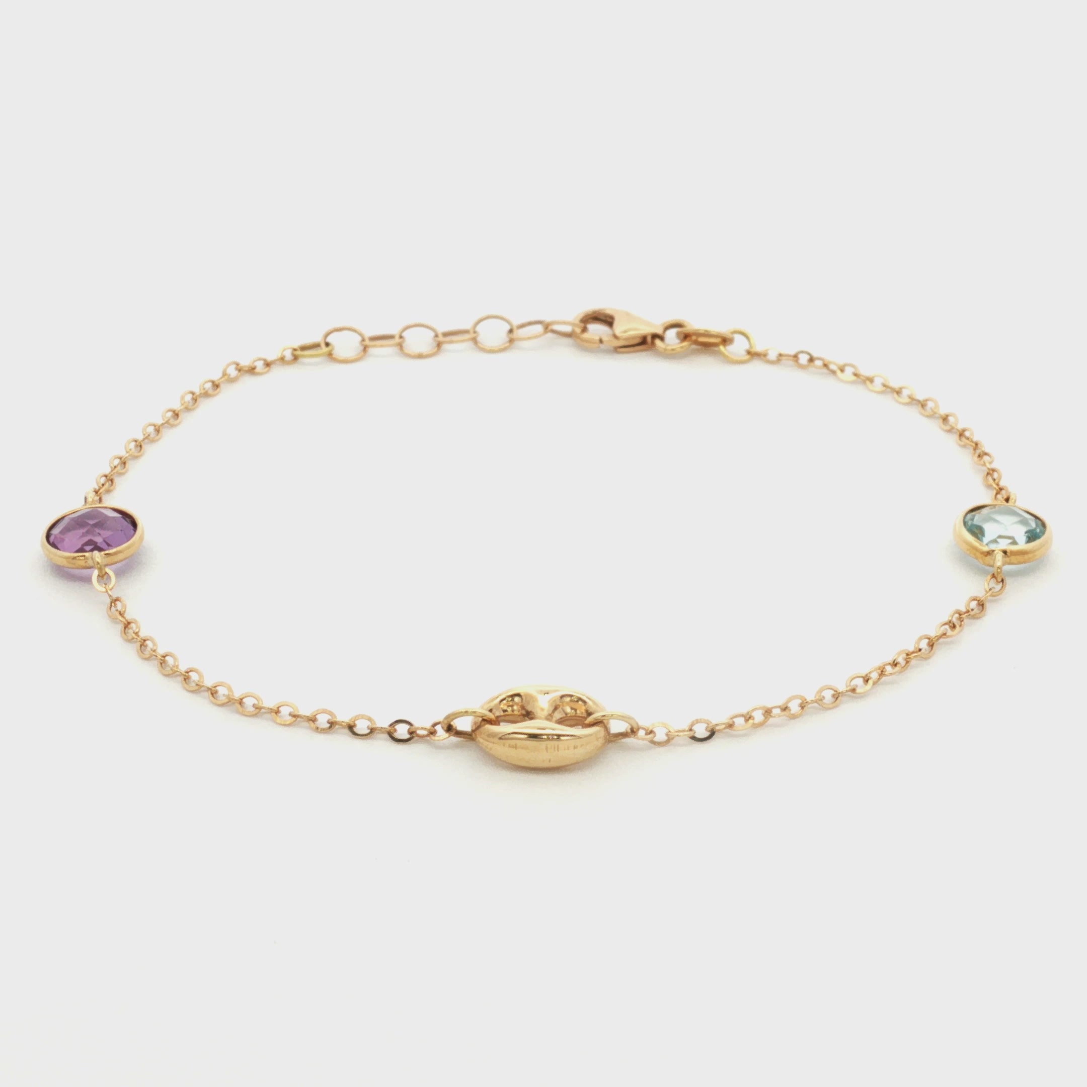 PULSERA TEJIDO ROLLO GUCCI + AMATISTA Y TOPACIO