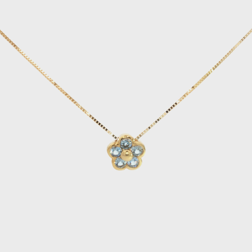 GARGANTILLA FLOR ZIRCONES AZULES
